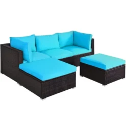 Costway 5PCS Patio Rattan Sectional Conversation Set Ottoman Turquoise 16 Costway 5PCS Patio Rattan Sectional Conversation Set Ottoman Turquoise -Garden Furniture Store GUEST a75d783b b63c 4f45 9068 ca3b46a0ac3d