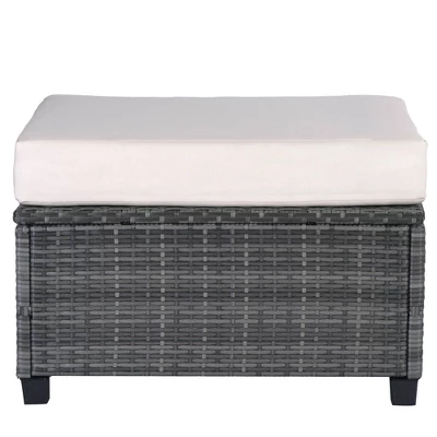 8pc Wicker Patio Conversation Set With Cushions - Beige - GODEER 6 8pc Wicker Patio Conversation Set With Cushions - Beige - GODEER - Image 6