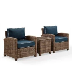 Bradenton 3pc Outdoor Wicker Seating Set With Two Chairs & Table Navy - Crosley -Garden Furniture Store GUEST a7c38124 cdb8 4d80 8864 f7f0c5ff4235