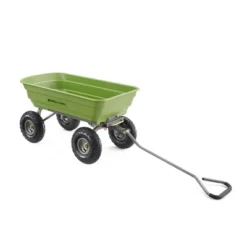 Gorilla Carts 600 Pound Capacity Heavy Duty Poly Yard Garden Steel Quick Dump Utility Wheelbarrow Wagon Trolley Cart With Straight Pull Handle, Green -Garden Furniture Store GUEST aa1e739e 4f60 46c9 8e56 6013d72e484a