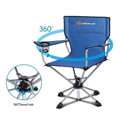 Costway Collapsible Portable Swivel Camping Chair 360degreesFree Rotation For Picnic Fishing 2 Costway Collapsible Portable Swivel Camping Chair 360degreesFree Rotation For Picnic Fishing - Image 2