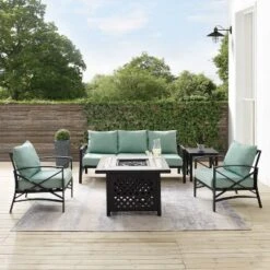 Kaplan 5pc Sofa Set With Fire Table - Mist - Crosley -Garden Furniture Store GUEST aacdd65a 75bb 42c1 a7b2 bbd614049d87