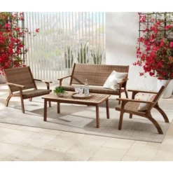 Teal Island Designs Farmhouse Rustic Acacia Wood Rectangular Outdoor Coffee Table 43 1/4" X 22 3/4" Brown Slat Tabletop For Spaces Patio House Balcony -Garden Furniture Store GUEST ab6b9059 17ca 4e51 8f64 1cff9b8ff819