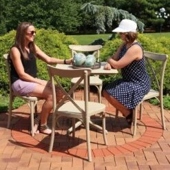 Sunnydaze Decor Sunnydaze All-Weather Commercial-Grade Bellemead Indoor/Outdoor Patio Furniture Dining Set With Square Table With Folding Top, Tan, 5pc -Garden Furniture Store GUEST ab89e551 27c9 4d38 8a8b 79b872eec836