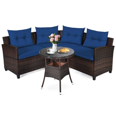 Tangkula 4PCS Outdoor Patio Conversation Set Wicker Rattan Sectional Sofa W/Cushions 10 Tangkula 4PCS Outdoor Patio Conversation Set Wicker Rattan Sectional Sofa W/Cushions - Image 10