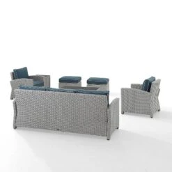 Bradenton 7pc Outdoor Wicker Sofa And Arm Chair Seating Set With Coffee Table, Side Table And 2 Ottomans - Navy/Gray - Crosley 16 Bradenton 7pc Outdoor Wicker Sofa And Arm Chair Seating Set With Coffee Table, Side Table And 2 Ottomans - Navy/Gray - Crosley -Garden Furniture Store GUEST ac282453 f7b6 4749 a0ab f5bb510c98fa