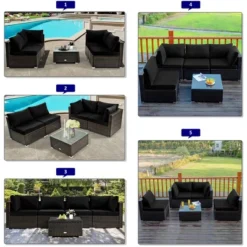 Costway 6PCS Patio Rattan Furniture Set 42'' Fire Pit Table Cover Sofa Cushion Off White/Black/Navy/Red/Turquoise 20 Costway 6PCS Patio Rattan Furniture Set 42'' Fire Pit Table Cover Sofa Cushion Off White/Black/Navy/Red/Turquoise -Garden Furniture Store GUEST acb862bb bec6 46bb 8253 bf7fadc7c22b