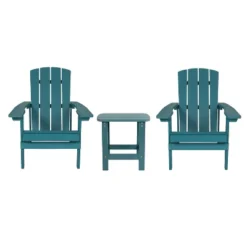 Emma And Oliver Three Piece Hammond Adirondack Style Conversation Set With Two Chairs And Matching Side Table For Indoor And Outdoor Use -Garden Furniture Store GUEST ad055f7e b3bb 41d9 aa37 412ac4c181d7