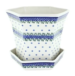 Blue Rose Polish Pottery 155 Kalich Large Hexagonal Flower Pot -Garden Furniture Store GUEST ad67bd04 903d 4ae7 bbc3 45b595fc0813
