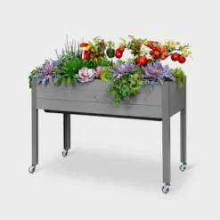 47" Wide Rectangular Planter Self-Watering Wooden Gray - CedarCraft -Garden Furniture Store GUEST ad91fc29 7d96 4b1f b865 23a7f99670ae