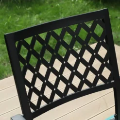 5pc Patio Set With 37" Square Metal Gridded Table With Umbrella Hole & Arm Chairs - Captiva Designs -Garden Furniture Store GUEST adb1c072 e8f1 48b1 8adc 37608a4fb1a9