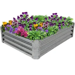 Sunnydaze Decor Sunnydaze Outdoor Lawn And Garden Galvanized Steel Rectangle Raised Vegetable Garden Or Flower Bed Planter Kit - 22" - Silver -Garden Furniture Store GUEST adbebfac 61e5 4faf b592 9986e3d729b8