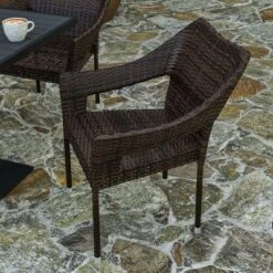 Merrick Lane Weather Resistant Indoor/Outdoor Stacking Patio Dining Chair With Steel Frame And PE Rattan -Garden Furniture Store GUEST adc729bf 53c8 451b 90cf 6f5f06b2b71e
