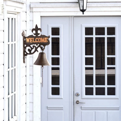 Juvale Cast Iron Bell, Welcome Entry Door Bell, Antique Doorbell Decoration, Black, 6.7 X 8.9 X 0.8 In 2 Juvale Cast Iron Bell, Welcome Entry Door Bell, Antique Doorbell Decoration, Black, 6.7 X 8.9 X 0.8 In - Image 2