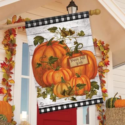 Briarwood Lane Happy Fall Y'all Pumpkins Primitive House Flag Autumn Checkers 28" X 40" 2 Briarwood Lane Happy Fall Y'all Pumpkins Primitive House Flag Autumn Checkers 28" X 40" - Image 2