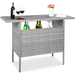 Best Choice Products Outdoor Patio Wicker Bar Counter Table W/ 2 Steel Shelves, 2 Sets Of Rails -Garden Furniture Store GUEST aede1aad 1759 464e 9584 6fce486ed0fe