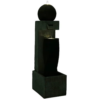 Sunnydaze Decor Sunnydaze 35"H Electric Polyresin Modern Artistry Column Outdoor Water Fountain With LED Lights 2 Sunnydaze Decor Sunnydaze 35"H Electric Polyresin Modern Artistry Column Outdoor Water Fountain With LED Lights - Image 2