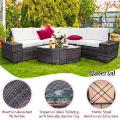 Costway 6PCS Rattan Furniture Set Conversation Cushioned Sofa Armrest Garden TurquoiseWhite 15 Costway 6PCS Rattan Furniture Set Conversation Cushioned Sofa Armrest Garden TurquoiseWhite -Garden Furniture Store GUEST b02b71f0 422c 489a 854c da0df054d3b2