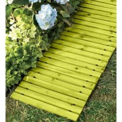 Roll-Out Straight Mossy Green Hardwood Garden And Yard Pathway, 8'L X 18"W