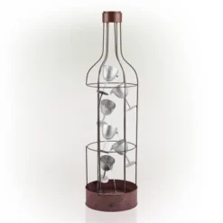 44" Iron Indoor/Outdoor Bottle Shaped Water Fountain With Tiering Wine Glasses Brown - Alpine Corporation -Garden Furniture Store GUEST b0c141df af08 413c 998b a8ad7b1a871c