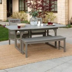 Ravenscroft 4pc Extendable Acacia Wood Outdoor Dining Set - Saracina Home -Garden Furniture Store GUEST b20e0fe7 9276 456a 86ae 1099a38eba59