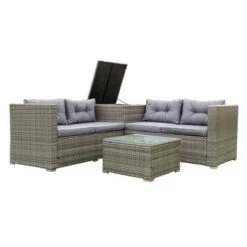 4pc Wicker Patio Seating Set With Cushions - Gray - GODEER -Garden Furniture Store GUEST b22dd108 745d 4f06 9b55 e27a34ee4b58