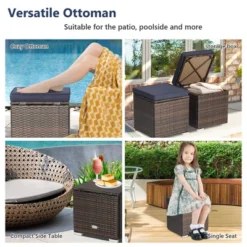 Costway 2PCS Patio Rattan Ottomans Seat Side Table Storage Box Footstool W/Cushions Navy -Garden Furniture Store GUEST b28fba27 42a4 4420 9c90 3a7a1cd77d0b