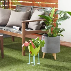 Olivia & May 19" Wide Dog Iron Indoor Planter Pot Green