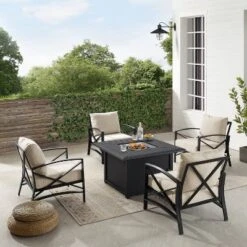 Kaplan 5pc Outdoor Conversation Set With Dante Fire Table & 4 Arm Chairs - Oatmeal - Crosley 14 Kaplan 5pc Outdoor Conversation Set With Dante Fire Table & 4 Arm Chairs - Oatmeal - Crosley -Garden Furniture Store GUEST b2ff2ef8 d07c 4b9d 8f64 df9eea9d8aa7
