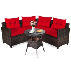 Tangkula 4PCS Outdoor Patio Conversation Set Wicker Rattan Sectional Sofa W/Cushions 22 Tangkula 4PCS Outdoor Patio Conversation Set Wicker Rattan Sectional Sofa W/Cushions -Garden Furniture Store GUEST b3664f05 0886 4dba b645 a68bbe623364
