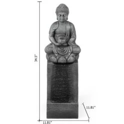 LuxenHome Gray Resin Meditating Buddha On Column Outdoor Fountain With LED Light 11 LuxenHome Gray Resin Meditating Buddha On Column Outdoor Fountain With LED Light -Garden Furniture Store GUEST b36db453 9fbe 4b49 ae65 5e096e5730ee