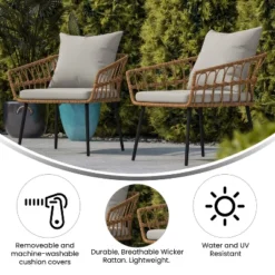 Flash Furniture Evin Set Of 2 Boho Indoor/Outdoor Rope Rattan Wicker Patio Chairs With All-Weather Cushions -Garden Furniture Store GUEST b3e3751e 5b47 4fa6 9430 d695eaadfb4b