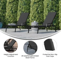 Emma And Oliver Set Of 2 Textilene Adjustable 5 Position Patio Chaise Lounge With Armrests And Metal Frame 17 Emma And Oliver Set Of 2 Textilene Adjustable 5 Position Patio Chaise Lounge With Armrests And Metal Frame -Garden Furniture Store GUEST b3f48a26 4d67 41ea b101 2456761f1598