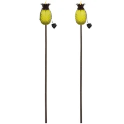 Sunnydaze Decor Sunnydaze Outdoor Adjustable Height 3-in-1 Glass Tropical Pineapple Torches With Connected Snuffs And Metal Poles - 2pk -Garden Furniture Store GUEST b5621be2 a884 4b0e ab02 92ecd31d5c51