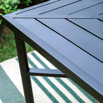 Captiva Designs 7pc Outdoor Dining Set With C-Spring Motion Chairs & Metal Table With Umbrella Hole 2 Captiva Designs 7pc Outdoor Dining Set With C-Spring Motion Chairs & Metal Table With Umbrella Hole - Image 2