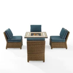 Bradenton 5pc Outdoor Wicker Armless Chair & Fire Table Set - Crosley -Garden Furniture Store GUEST b63af2cd 9d6f 474f bcd9 3be62b58c4ff