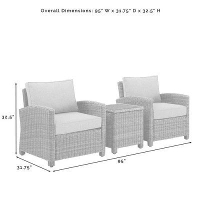 Bradenton 3pc Outdoor Wicker Seating Set With Side Table & 2 Arm Chairs - Crosley 10 Bradenton 3pc Outdoor Wicker Seating Set With Side Table & 2 Arm Chairs - Crosley - Image 10
