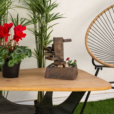 11" Resin Tiered Stone Eternity Tabletop Fountain Brown - Alpine Corporation 1 11" Resin Tiered Stone Eternity Tabletop Fountain Brown - Alpine Corporation