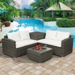 4pc Wicker Patio Conversation Set With Cushions - Gray/Beige - GODEER 19 4pc Wicker Patio Conversation Set With Cushions - Gray/Beige - GODEER -Garden Furniture Store GUEST b746b2d2 3f80 4644 836f 62c248cea60a
