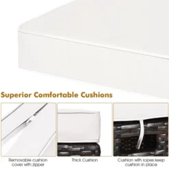 Costway 2PCS Patio Rattan Ottoman Cushioned Seat Beige -Garden Furniture Store GUEST b7f958b2 648c 4371 8ac6 a3eda38fe592