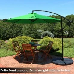 Sunnydaze Decor Sunnydaze Outdoor Steel Cantilever Offset Patio Umbrella With Air Vent, Crank, And Base - 9.25'