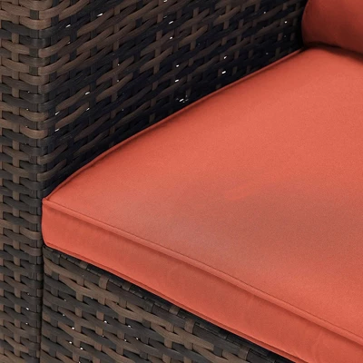 6pc Wicker Outdoor Conversation Set With Cushions - Orange - EDYO LIVING 11 6pc Wicker Outdoor Conversation Set With Cushions - Orange - EDYO LIVING - Image 11