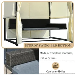 Patio Outdoor 3-Seat PE Rattan Swing Bed With Adjustable Curtains-ModernLuxe -Garden Furniture Store GUEST b8e60318 3bbd 4456 8a50 b5d584c20da3
