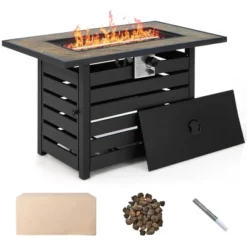 Costway 6PCS Patio Rattan Furniture Set 42'' Fire Pit Table Cover Sofa Cushion Off White/Black/Navy/Red/Turquoise 22 Costway 6PCS Patio Rattan Furniture Set 42'' Fire Pit Table Cover Sofa Cushion Off White/Black/Navy/Red/Turquoise -Garden Furniture Store GUEST b9c3c3c9 be0c 4df1 91e8 1a3056b9e451