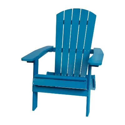 Merrick Lane Set Of Two Folding Adirondack Patio Chairs With Matching Outdoor Side Table 4 Merrick Lane Set Of Two Folding Adirondack Patio Chairs With Matching Outdoor Side Table - Image 4