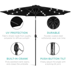 Best Choice Products 10ft Solar LED Lighted Patio Umbrella W/ Tilt Adjustment, UV-Resistant Fabric -Garden Furniture Store GUEST b9f1b823 cd64 4c12 a621 425c9ec5c2ef