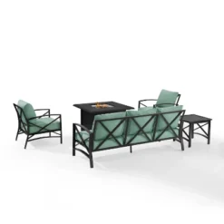 Kaplan 5pc Outdoor Sofa Set With Fire Table - Mist - Crosley -Garden Furniture Store GUEST ba84a8bc 56e1 492c a667 9e17ac7a64ef