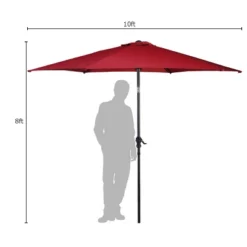 Costway 10FT Patio Umbrella 6 Ribs Market Steel Tilt W/ Crank Outdoor Garden Burgundy -Garden Furniture Store GUEST bb08398b bdf7 4fbc 9339 36b688fd8efa