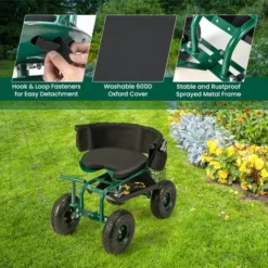 Costway Rolling Garden Cart Outdoor Gardening Workseat With Adjustable Height &Tool Storage -Garden Furniture Store GUEST bb386c36 9922 4da8 881e d20773243803
