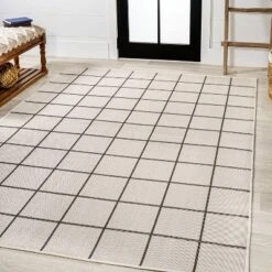 Grid Modern Squares Indoor/Outdoor Area Rug - JONATHAN Y -Garden Furniture Store GUEST bb9569f1 6e2d 454e ab96 99a8095a0d10